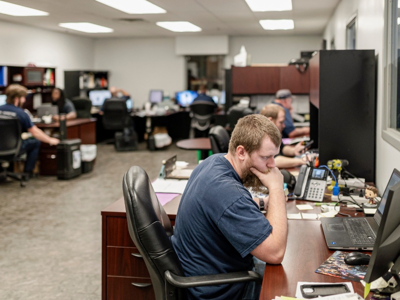 Phone support team in Central Marketing's headquarters