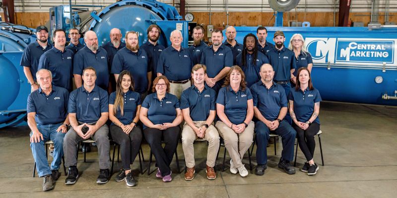 Central Marketing team photo in warehouse